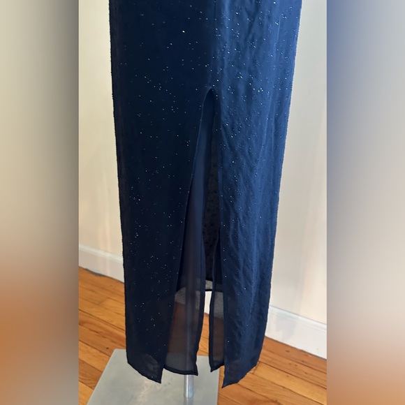 Tessuto Black Maxi Cap Sheer Sleeves Dress Slit 18 inc On Side Sz 6 Zip … - Picture 6 of 13